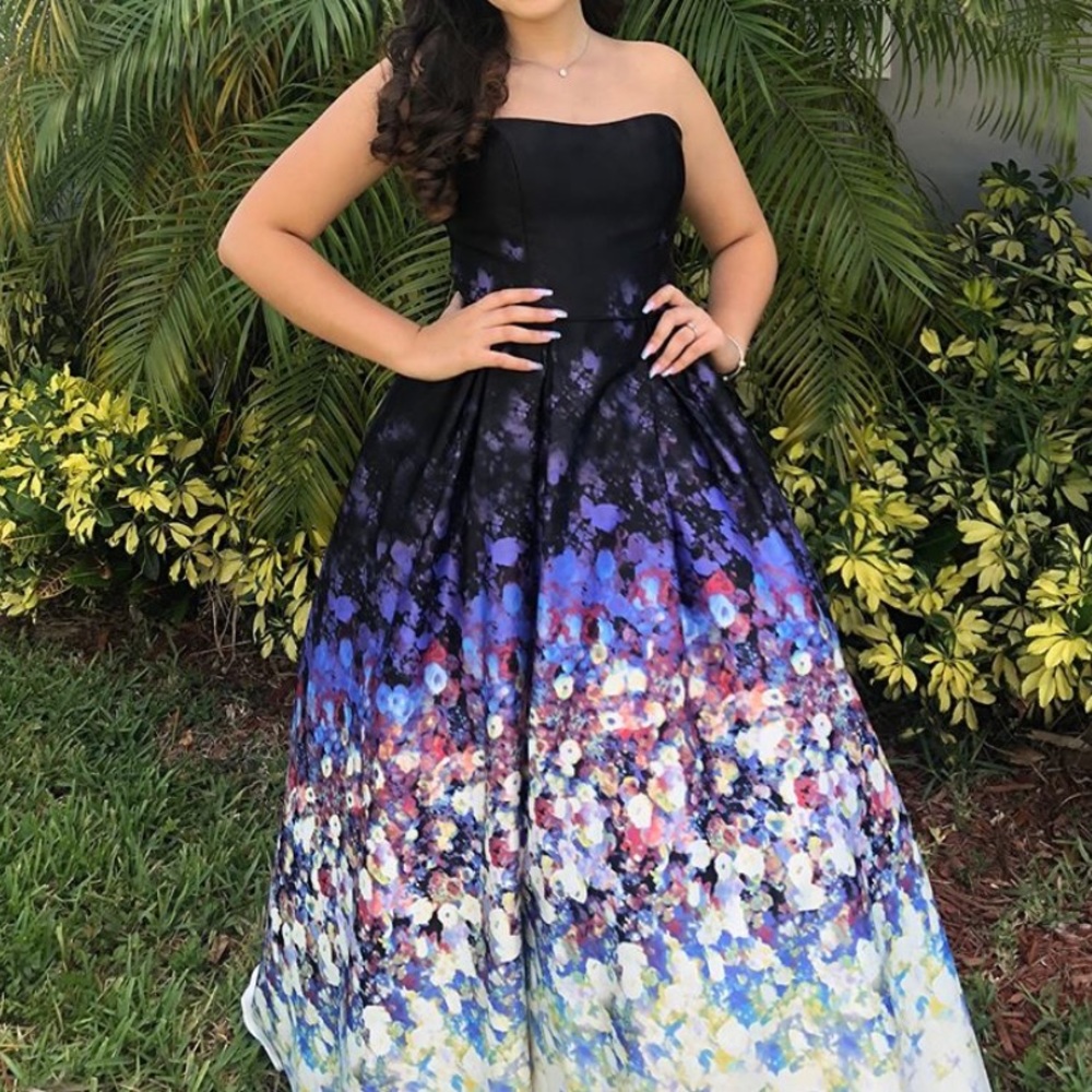 Beautiful flower print prom dress
